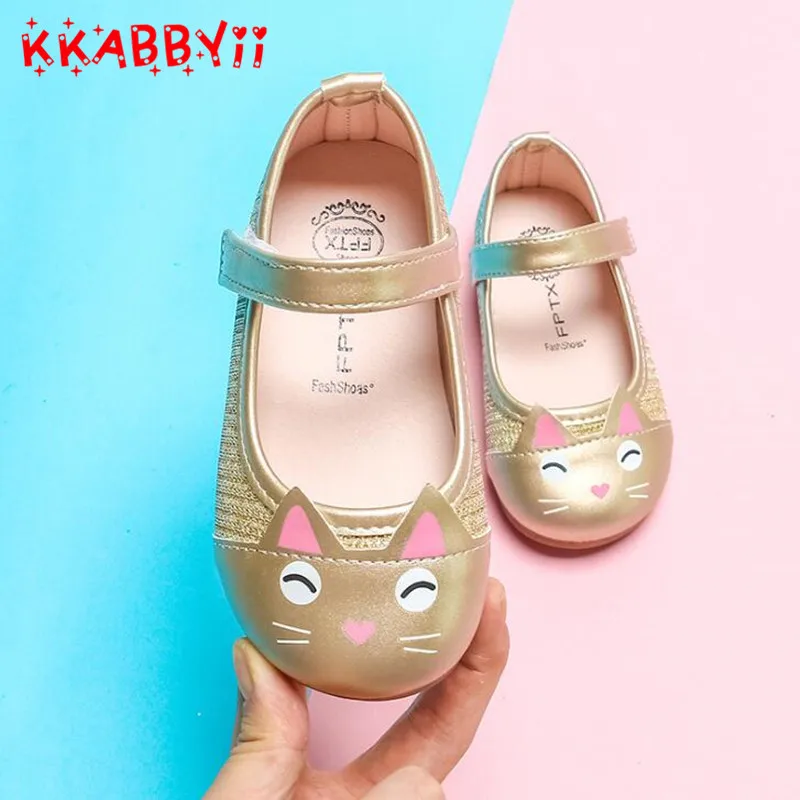 

Cute Cartoon cat Girls Children Leather Single Shoes for Toddlers Kids Princess Shoes Calzado para nios