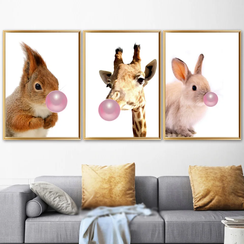 Giraffe-Squirrel-Rabbit-Balloon-Wall-Art-Canvas-Painting-Nordic-Posters-And-Prints-Wall-Pictures-For-Living (1)