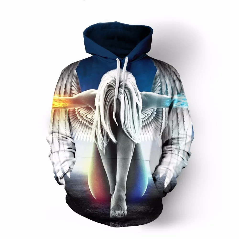 ONSEME Spirit Anime Fire Water Angel Hoodies Unisex Adult Long Sleeve