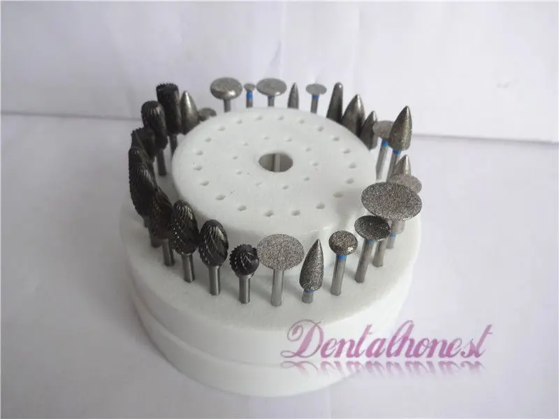 

10pcs Dental tungsten steel Diamond Burs Millers Tooth Drill +20pcs Diamond Burs +1pc 60 Hole Block