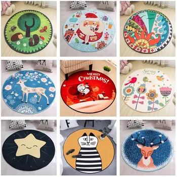 

Cartoon Round Carpet For Living Room R Decoration Home Baby Kid Play Mat Anti-slip Room Floor Yoga Pad Crawl Rug 80 100 120cm