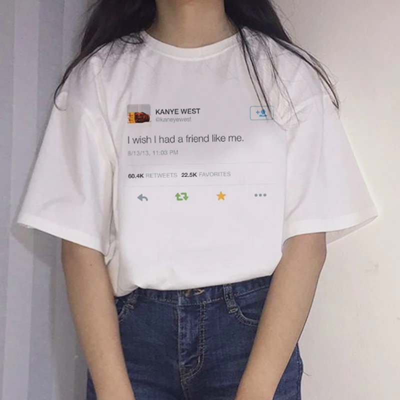 Женская летняя свободная футболка с надписью Wish i had a friend like me большие размеры
