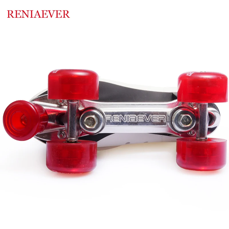 RENIAEVER مزدوجة زلاجات دوارة الألومنيوم لوحة المرأة التزلج الأحذية النبيذ الأحمر عجلات ، الأبيض التمهيد