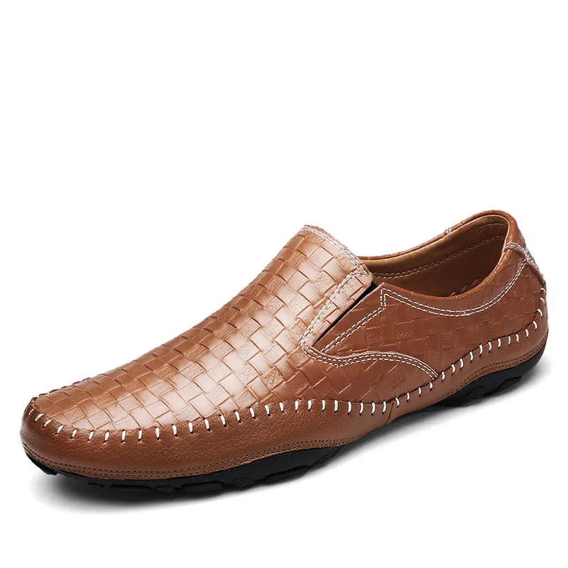 

2017 Handmade Leather Shoes Men Loafers Breathable Men Shoes Casual High Quality Brown Black Blue