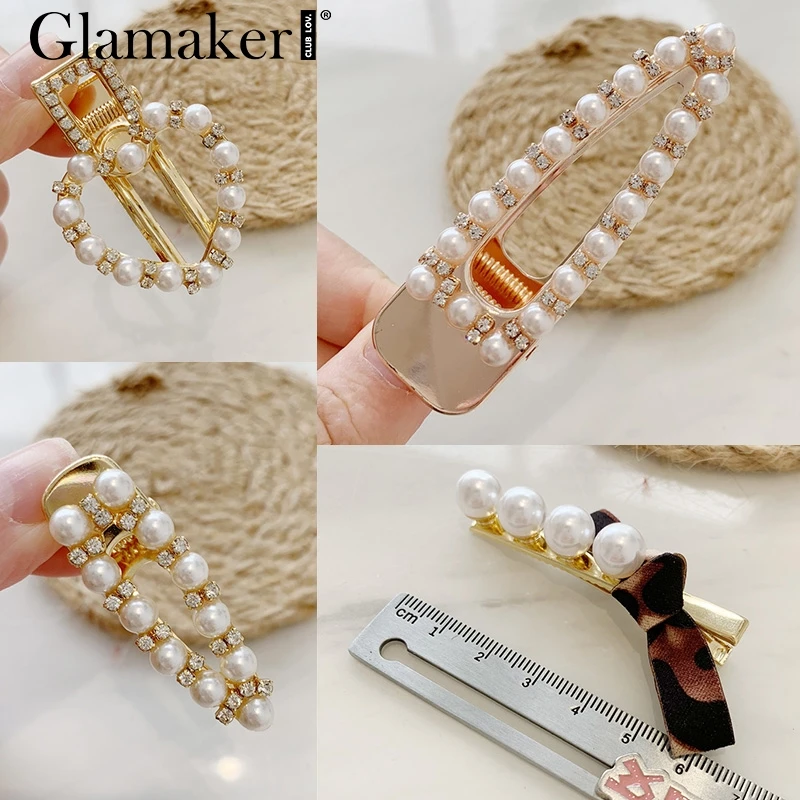 Glamaker мода сплав с жемчугом геометрические украшения для волос женские роскошные украшения женские милые украшения для волос винтажная Новинка