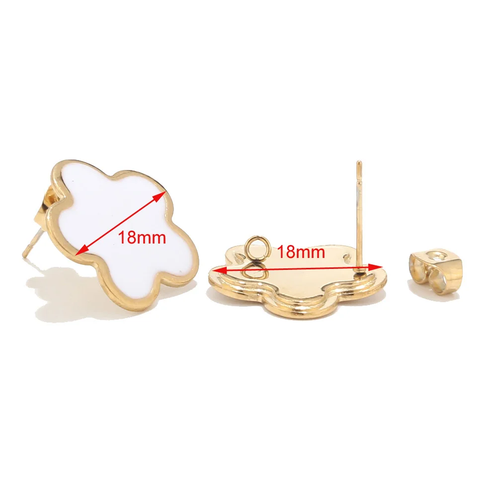Красные/белые/черные серьги из нержавеющей стали шпильки компонент цветок Золотая серьга пост для женщин ювелирных изделий