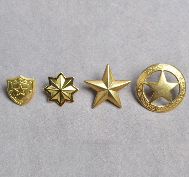 

solid brass embossed star shield badge purse buckle buttons for wallet belt bag jeans phone case dog collar diy accessories