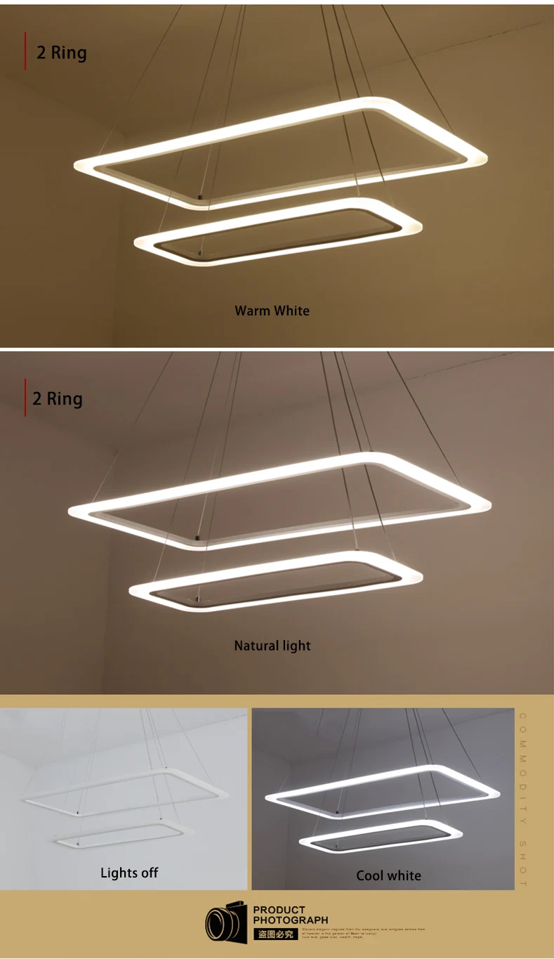 Современный 4 квадратных кольца светодиодный подвесной светильник s акрил+ металлическая подвеска подвесной потолочный светильник для гостиной, столовой светильник