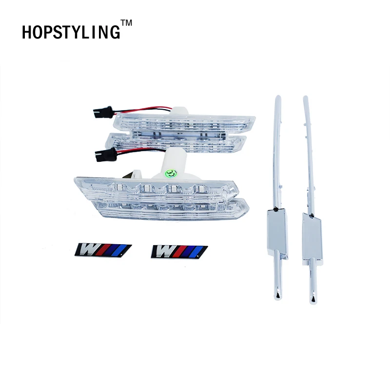 

Car-styling 2x yellow E46 '02-'05 4D/5D LED turn signal light auto parts led side marker car accessories with M logo For BMW