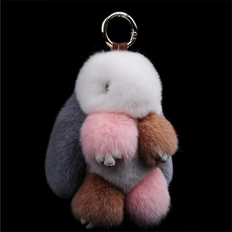 15 Colors Cute Rabbit Bunny Keychains Fur Keychain Fur Ball Key Ring