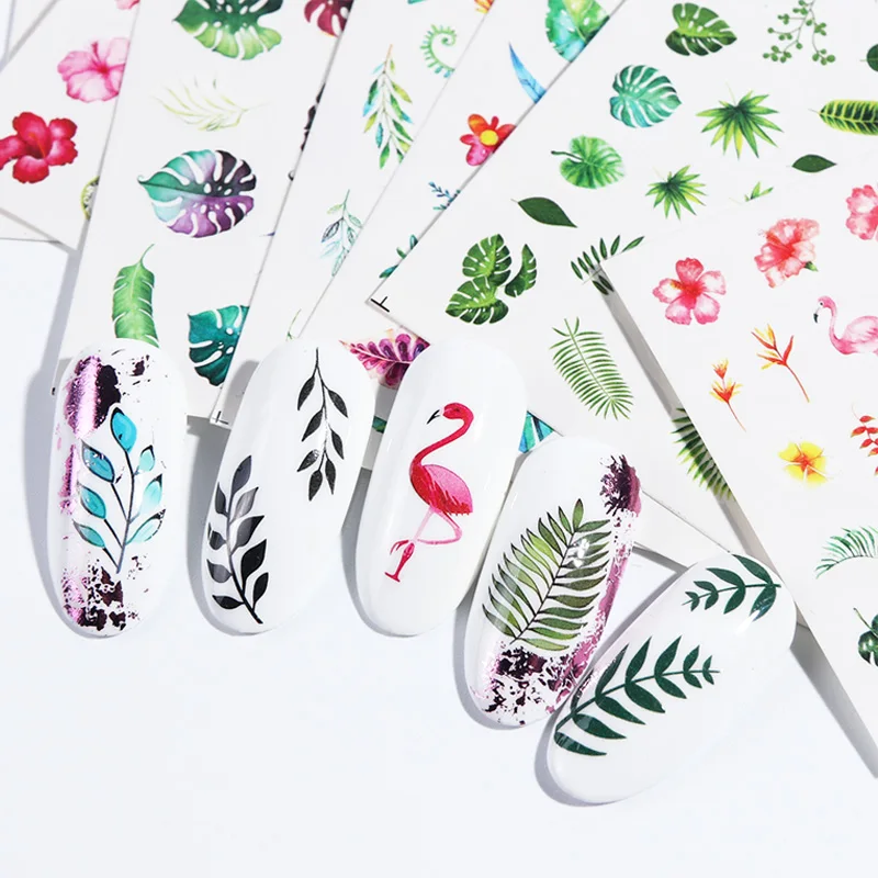 Summer Green Leaf Stickers For Nails
