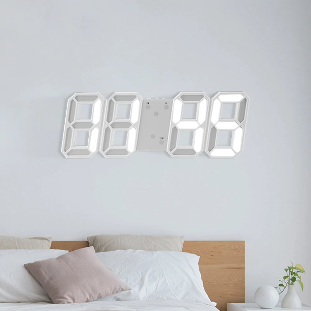 

Hot! 3D LED Wall Clock Modern Digital Wall Table Clock Watch Desktop Alarm Clock Nightlight Saat Wall Clock for Home Living Room