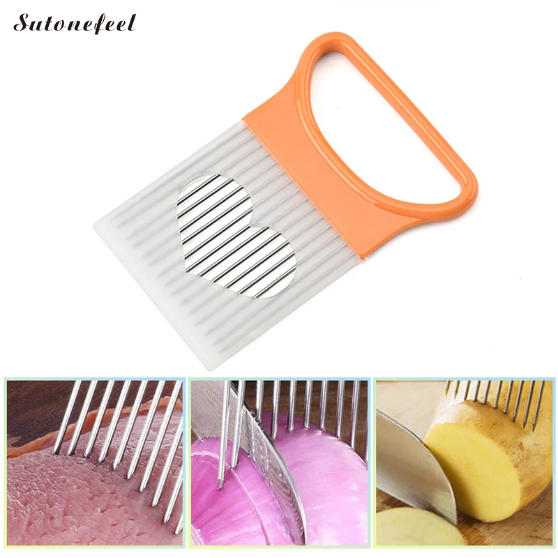 

SutoneFeel Onion Holder Vegetable Cutter Holder Stainless Steel Slicer Holder Metal Meat Needle Gadget Kitchen Tool