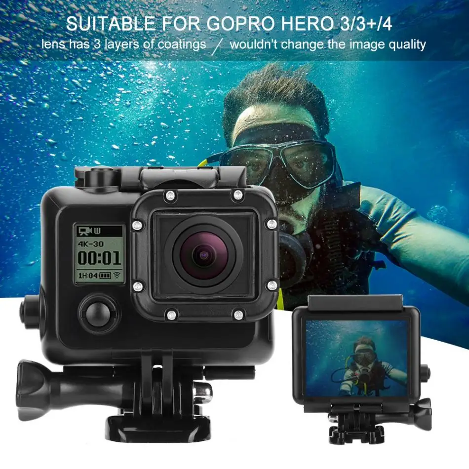 45m дайвинг водонепроницаемый корпус камеры чехол Защитная крышка для Go-pro Hero 3/3+/4 Высокое качество