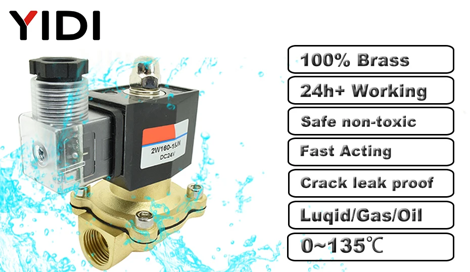 Электрический электромагнитный клапан AC220V DC12V 24 V NC DN08 DN10 DN15 DN20 DN25 1/" 3/8" 3/" 1" " 24 h Рабочая вода Воздушный пневматический клапан