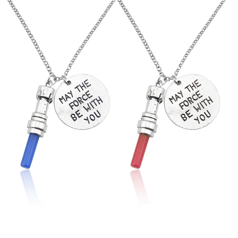 Star Wars May The Force Be With You Necklace Light Saber Pendant Star Wars May The Force Be With You