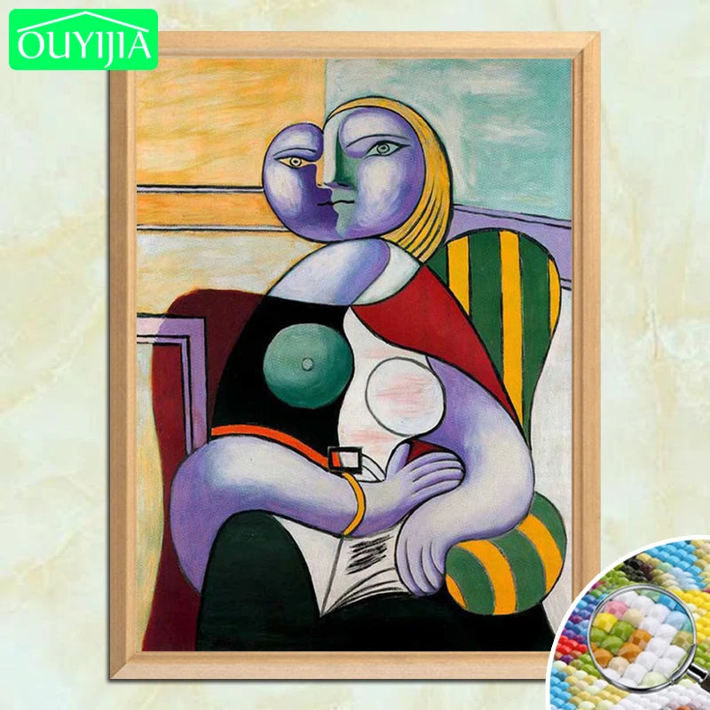 Пабло знаменитый Пикассо картина "женское чтение" 5D DIY алмазная живопись полная квадратная Алмазная вышивка мозаичная картина из страз
