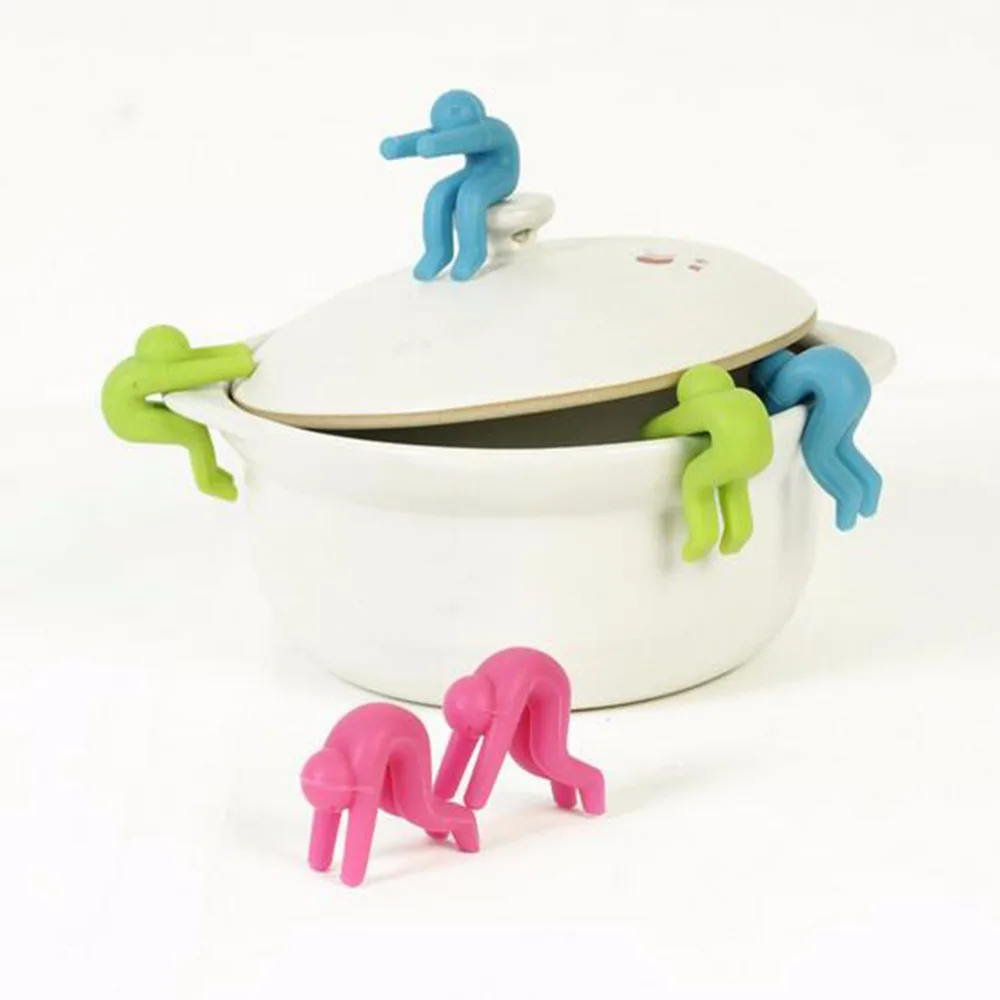 2Pcs Silicone Lid Holder Lilliputian Little people Raise Pot Lid Anti overflow Prevent Spill