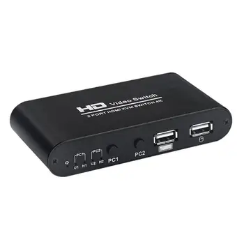 

2 Port 10Gbps USB HDMI KVM 4K Ultra HD HDMI Switcher Box Splitter for Sharing Monitor Printer Keyboard Mouse