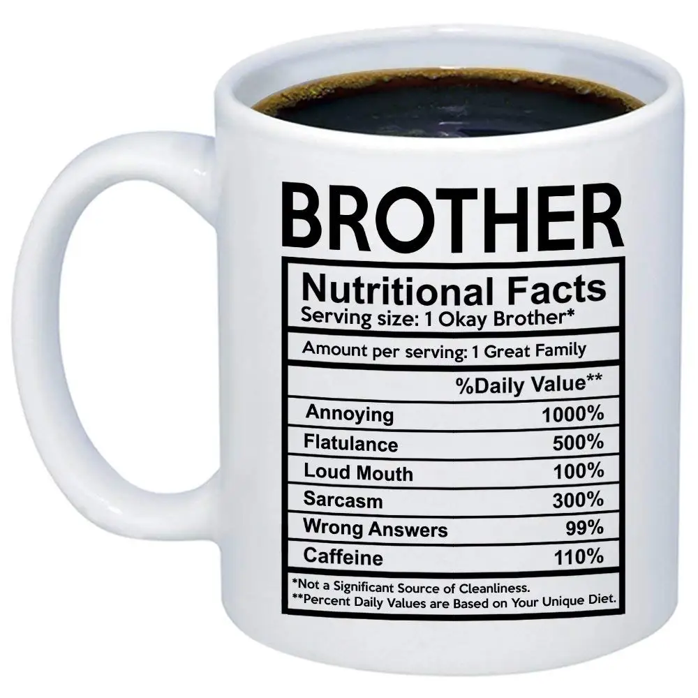 Забавный подарок для Brother питательные вещества этикетка кофейная кружка уникальный 11 унций подарок