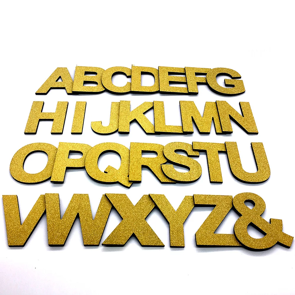 Diy 3d Oro Brillante Capital Pared De Letras Inglesas Pegatinas