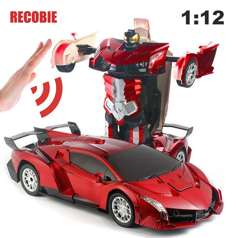 RC Car Transformation Robot Car 1:12 2.4Ghz Deformation RC Car Toy led Light Electric Robot Models fightint Toys Gifts qw0031