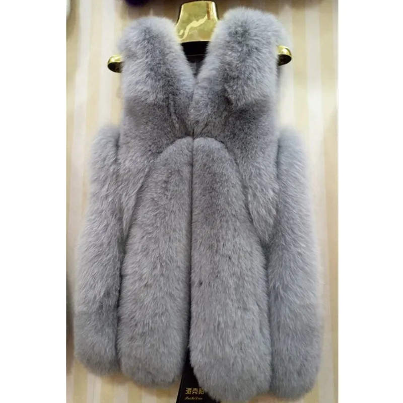

ZY88044 2017 New Arrival Fshion Winter Women's Genuine Fox Fur Long Sexy Ladies Vest Waistcoat Outerwear Coats