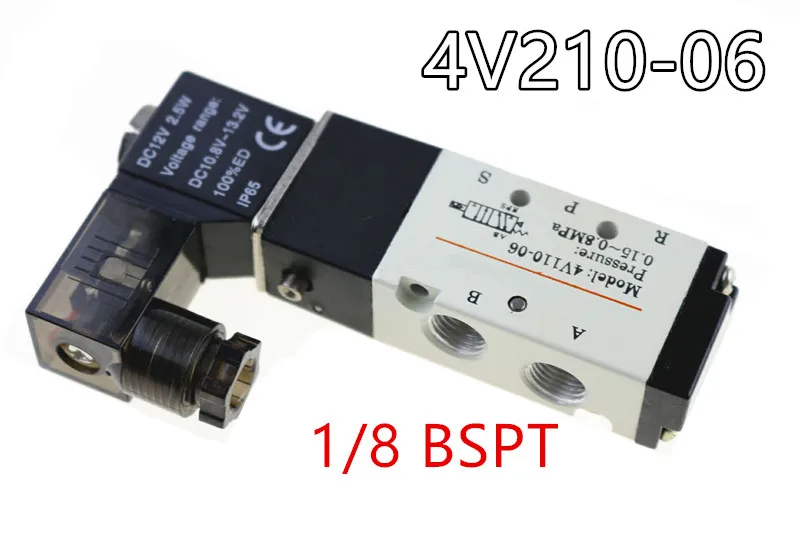 4V110-06 электромагнитный клапан 5 способ 2 Положение пневматический 1/8 BSPT DC 24V 12V AC 110V
