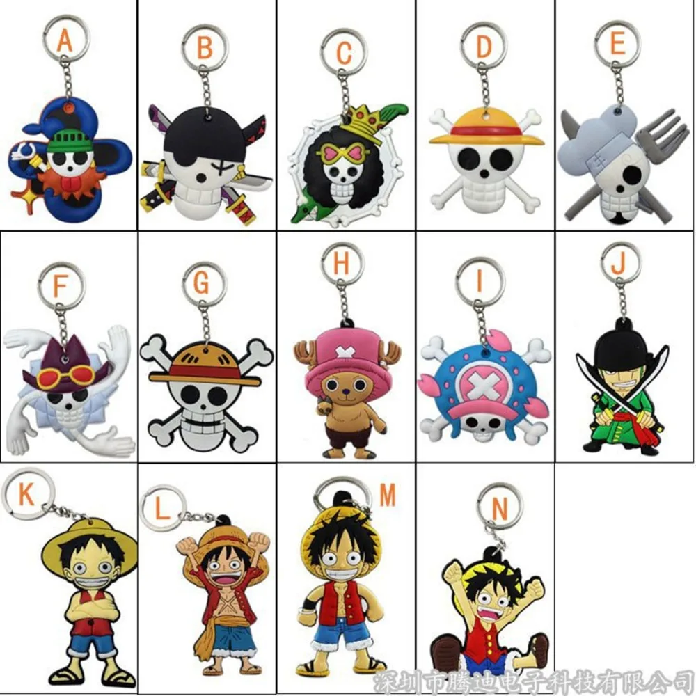 

Cartoon One Piece series PVC Keychain Japanese Comic Tony Choppe Luffy Nico Robi Pendant keyrings soft rubber porta chaves Toys