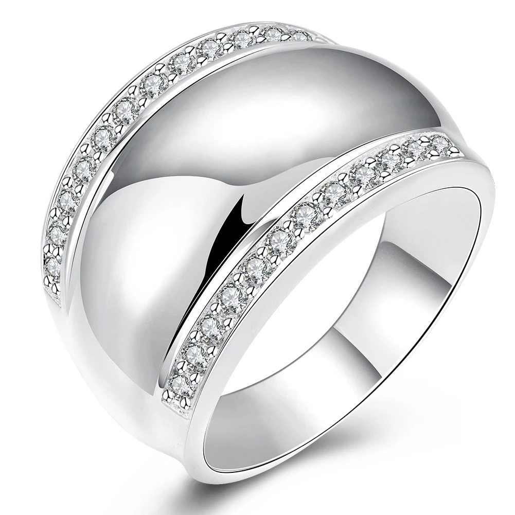 Modern 925 Sterling Silver Rings For Women Man Invisible Setting CZ