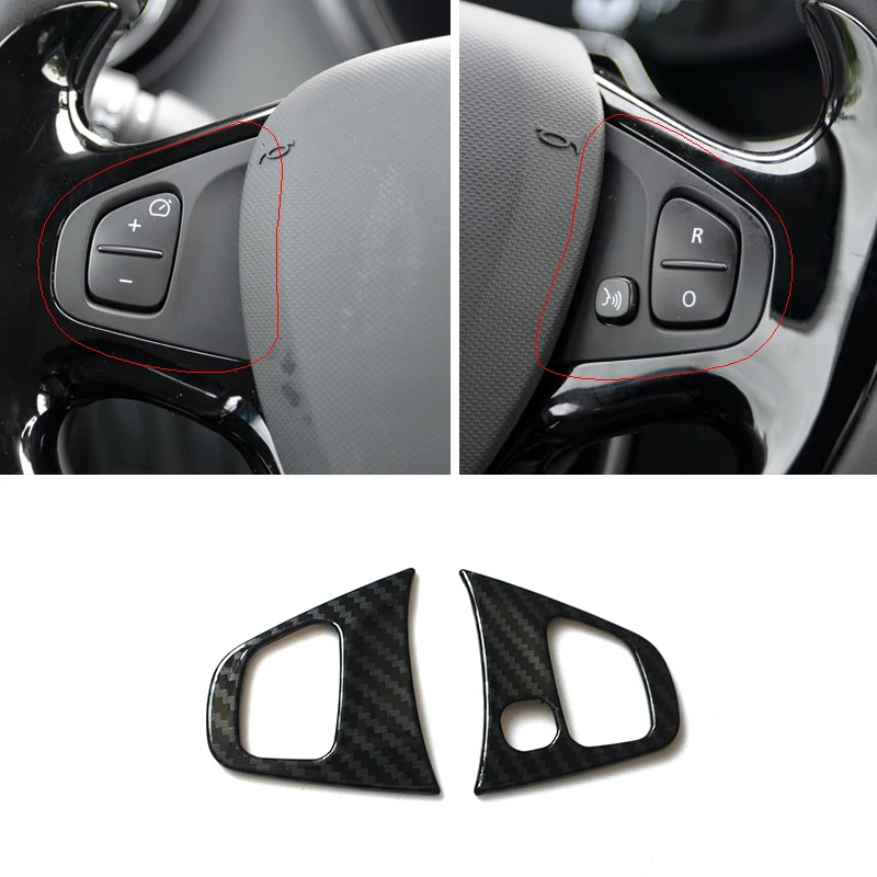 

For Renault Clio 4 Clio4 2013 14 15 16 17 2018 ABS Carbon Fiber Car Steering Wheel Trim Cover Sticker Interior Accessories 2pcs