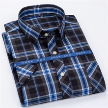 Man summer 8-Color cotton plaid shirts large code shirt Men's Korean short sleeve 100% cotton shirt