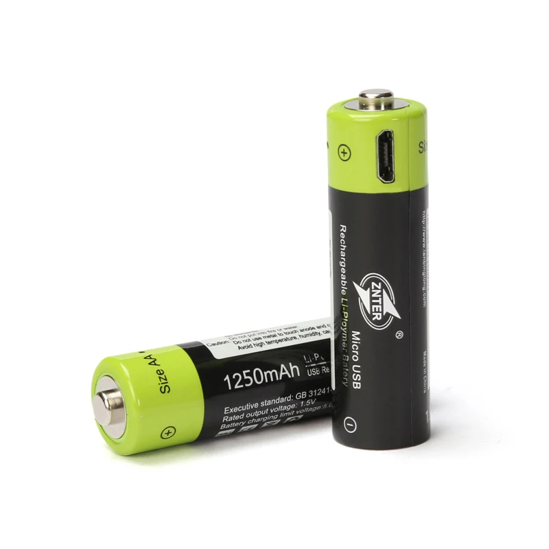 ZNTER Original 1Pcs/Lot Rechargeable Battery 1.5V1250MAH AA Batteries Lithium Batterij Micro USB Charging ZNT5-1-BR Powerbank ZNTER Original 1Pcs/Lot Rechargeable Battery 1.5V1250MAH AA Batteries Lithium Batterij Micro USB Charging ZNT5-1-BR Powerbank