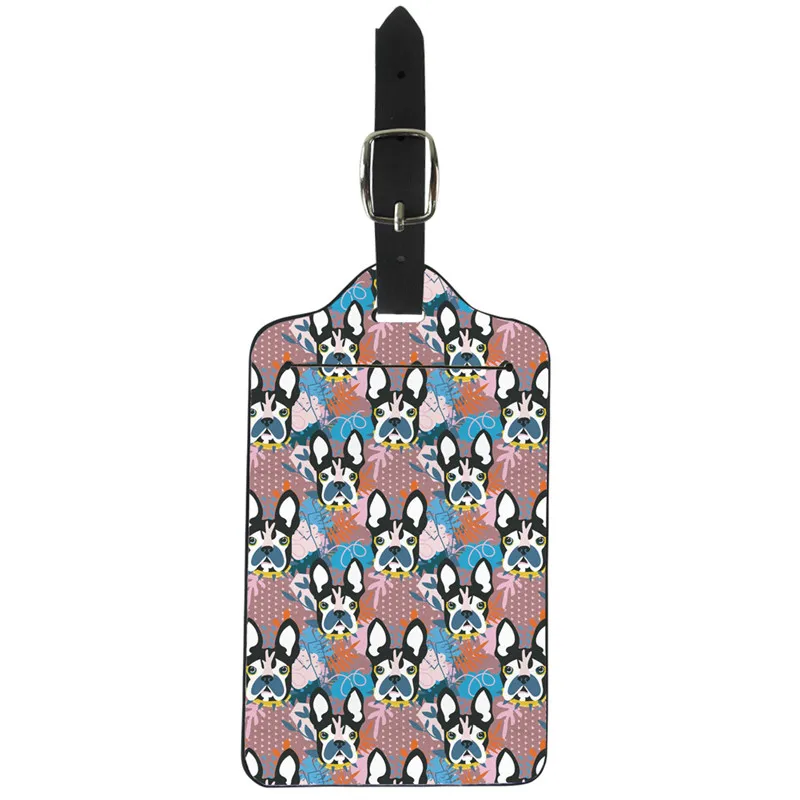 

ThiKin Husky Flowers Printed Luggage Tag Portable PU Pug Dog Suitcase Baggage Boarding Tag Address Label Name Travel Tag