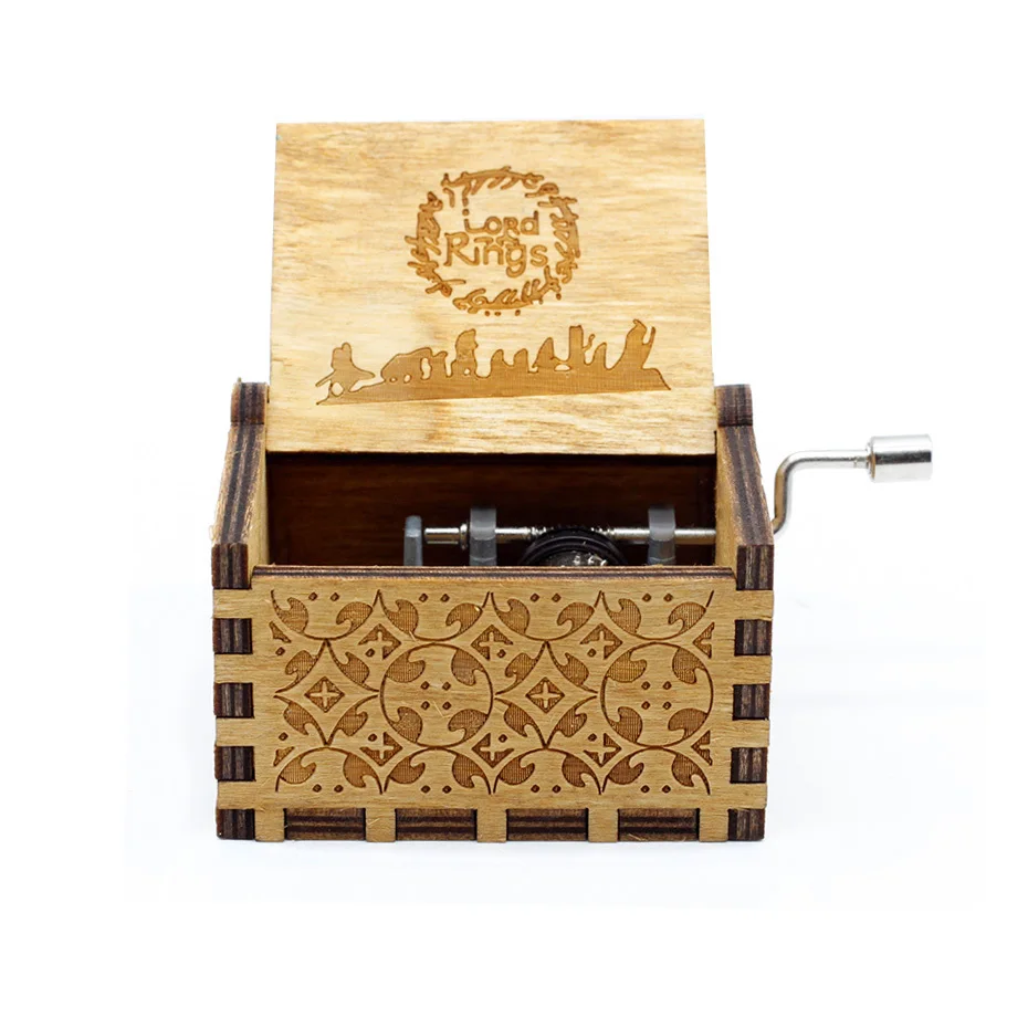 Высокое качество деревянная музыкальная шкатулка Симпсон Caixinha De Musica остров принцесса Звездные войны Радуга день рождения Рождественский подарок - Цвет: Lord of the Rings