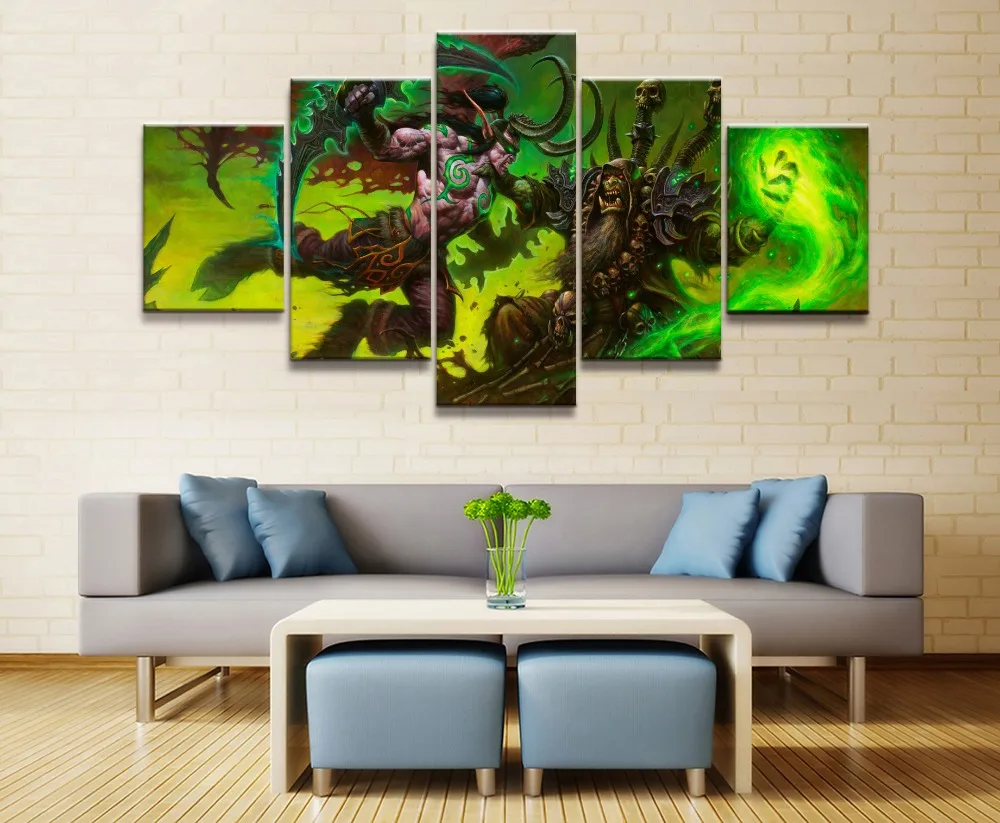  5 Pieces Modern Canvas Print Game Poster Illidan Stormrage DOTA 2 Home Decor For Living Room Painti
