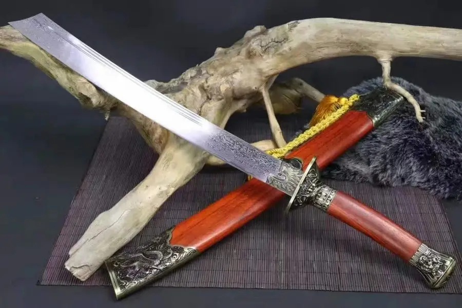 Handmade Chinese Sharp 1060 Damascus Steel Kung Fu Sword Sabre