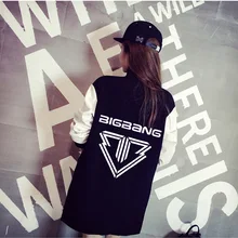 Bigbang kpop concert student clothes plus velvet jacket baseball Hoodies GD k-pop single-breasted coat casual women hoodies