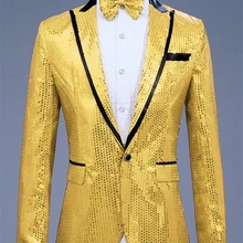 Лидер продаж, желтый мужской пиджак с блестками для шоу пальто с длинным рукавом остроконечный воротник мужской блейзер для вечерние жениха