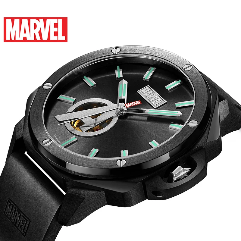 Часы Marvel мужские автоматические водонепроницаемые 5 бар с резиновым