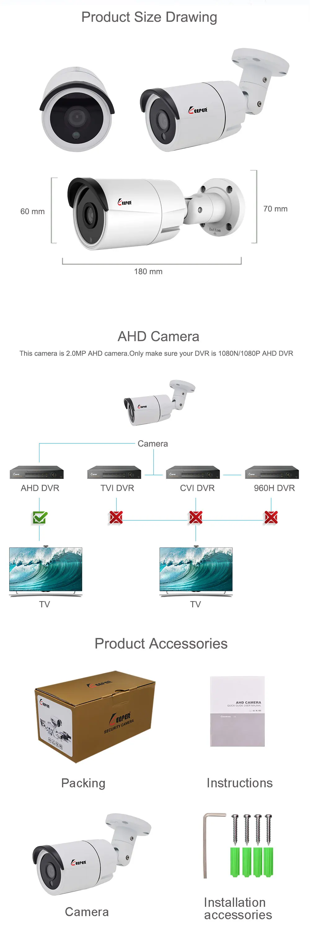 Хранитель 1080P видео камера AHD 2.0MP 2000TVL наружная CCTV камера ИК безопасности металлический SONY сенсор для аналоговой системы наблюдения 4