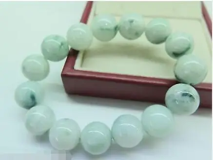 

Free Shipping >> new hot Natural Certified A Grade Jade (Green jadeite) 13mm Round Bead Bracelet