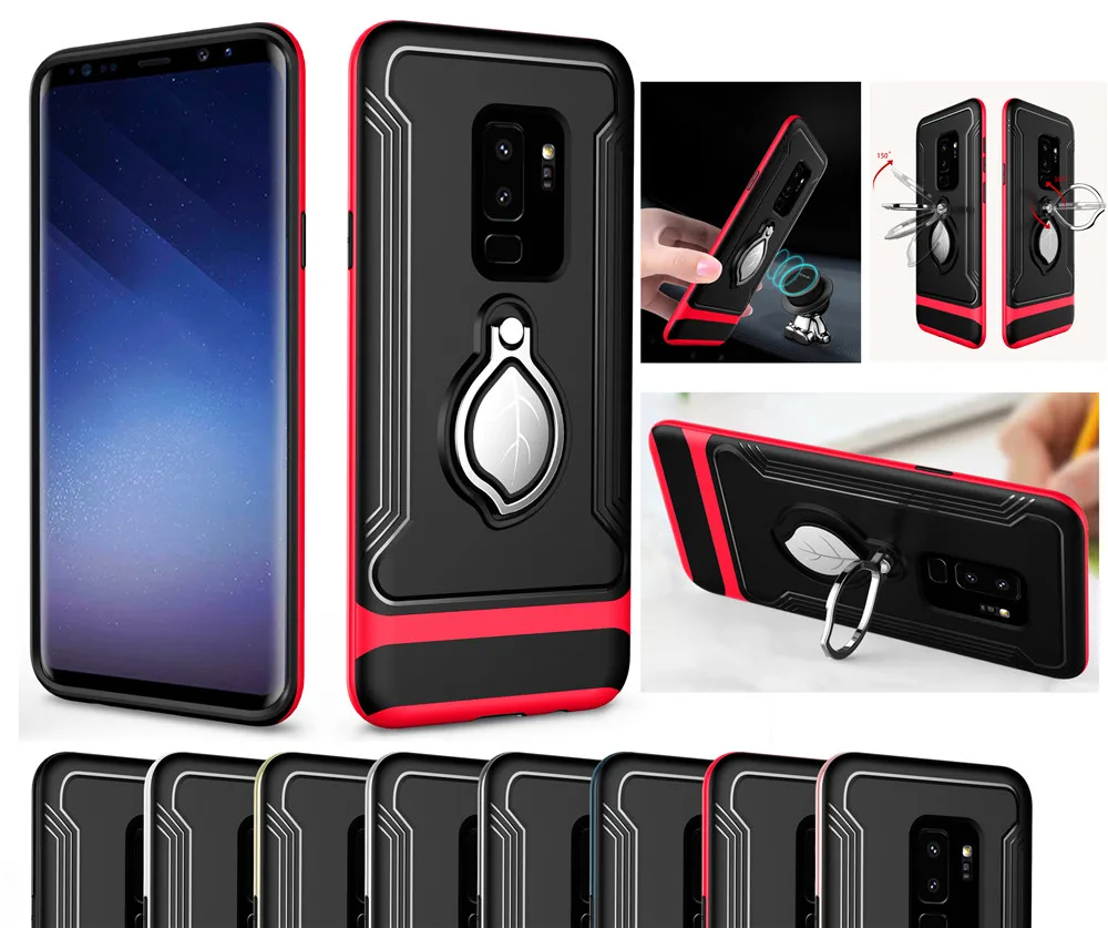 For IPhone X XS Max XR 8 6 6S 7 Plus Samsung Galaxy S9 NOTE Maple Leaf Phone 360 Rotate Stand Case Cover with Adsorption |