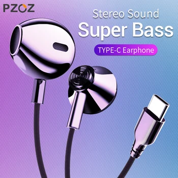 

PZOZ Usb Type C Earphones Bass Wired Control Earbud Earphone With Microphone Usb-C Type-C Mobile Phone For Xiaomi Mi Letv Huawei