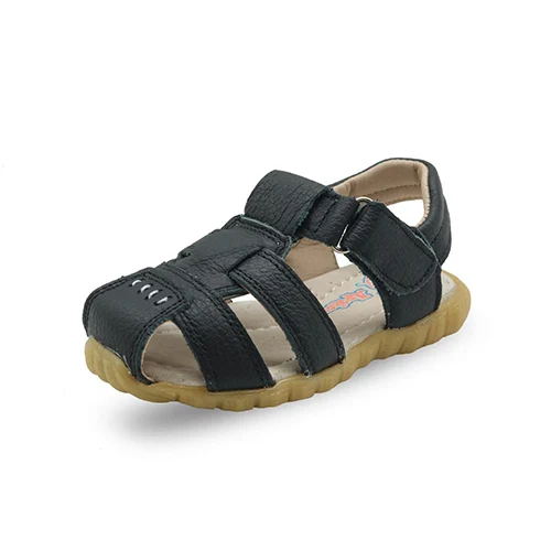 Apakowa/летние сандалии для мальчиков; детская ортопедическая пляжная обувь из натуральной кожи; обувь с супинатором для малышей; Новинка - Цвет: black