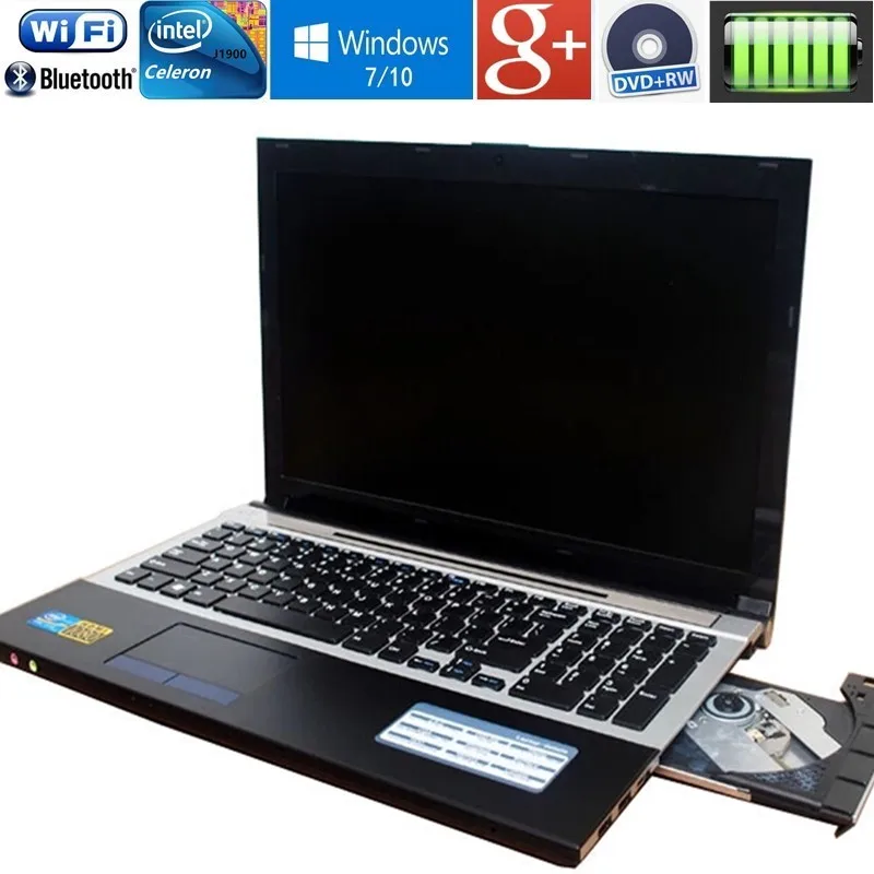 Beste 15.6 inch 1920X1080 p 4 gb RAM + 320 gb HDD N3520 Quad Core Laptop Computer met Russische toetsenbord WIFI HDMI DVD RW Windows10 Notebook