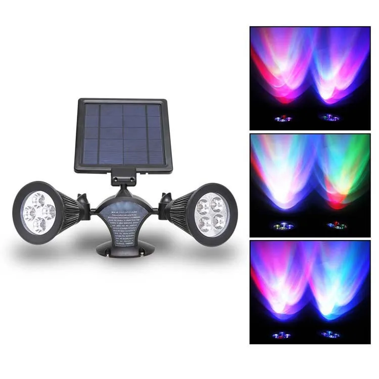 

Double wall solar lamp LED 360 degree rotating color lamp wall lamp for floodlight outdoor courtyard