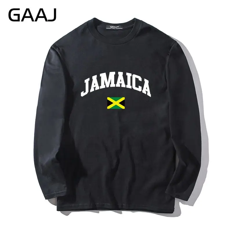 

T Shirt Men GAAJ Jamaica Flag Tee Brand Clothing Man & Women Unisex Long Sleeve Casual Homme Man T-shirt Streetwear #P292B