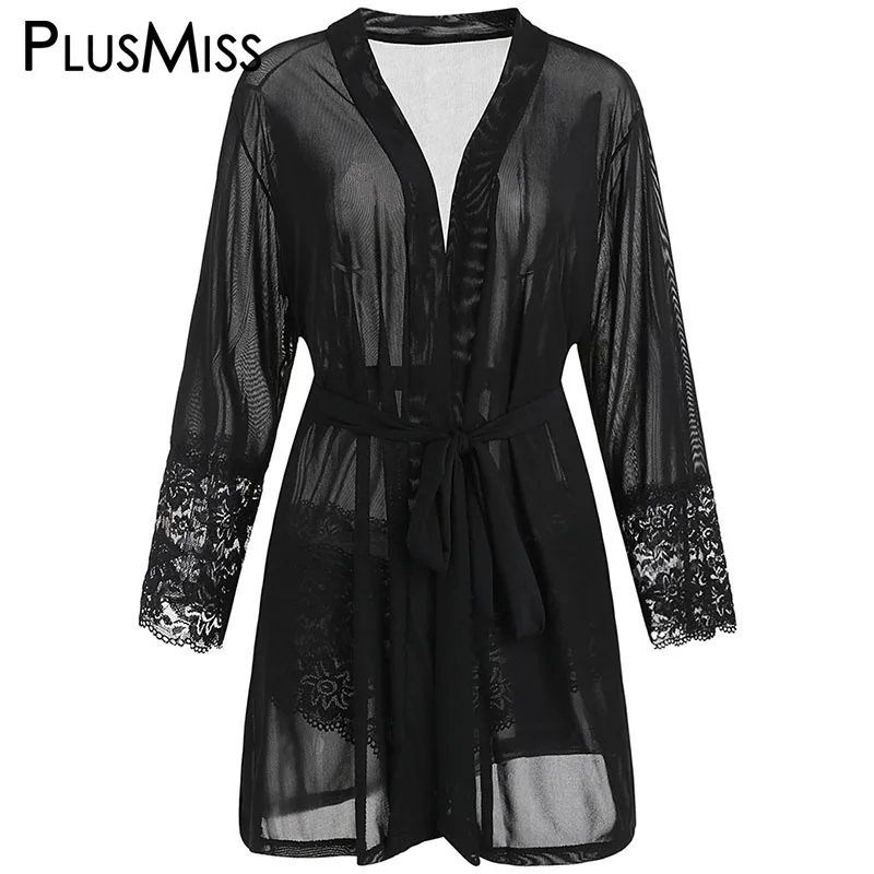 PlusMiss Plus Size Sexy Lace Sex Lingerie Chemise Babydoll Big Size See ...