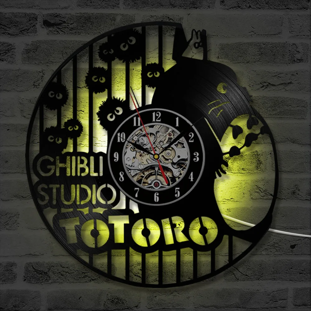Виниловые настенные часы с CD записью классические студийные Ghibli Аниме Тоторо